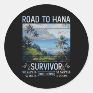 Sticker Rond Route Rjc Vers Hana Survivor Maui Hawaii Voyage Ad