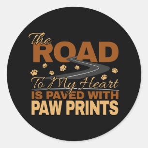 Sticker Rond Route vers mon coeur Pavé en Amoureux des chiens E