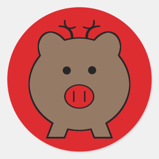 Sticker Rond Roy le cochon de Noël (Devant)