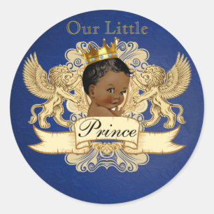 Sticker Rond Royal African Prince  Bleu & Or  Élégant