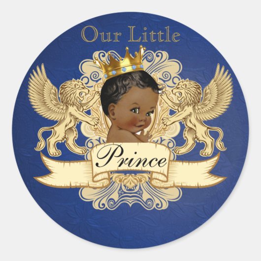 Sticker Rond Royal African Prince| Bleu & Or| Élégant (Devant)
