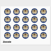 Sticker Rond Royal African Prince| Bleu & Or| Élégant (Feuille)