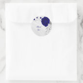 Sticker Rond royal bleu fleurs argent marbre feuille classique  (Sac)