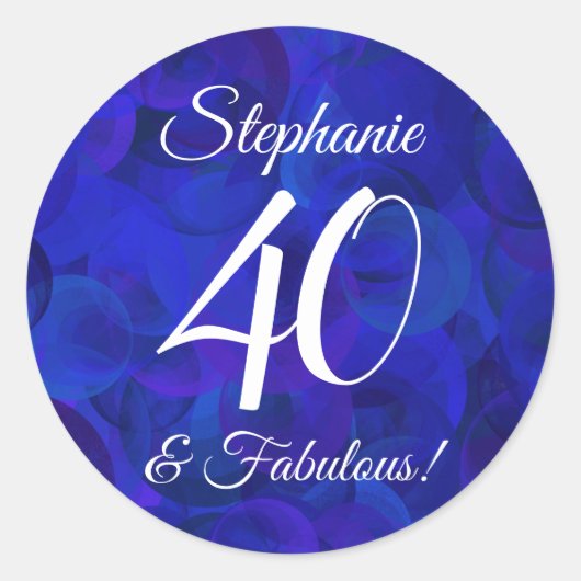 Sticker Rond Royal Blue 40 et Fabuleux Anniversaire Favor (Devant)