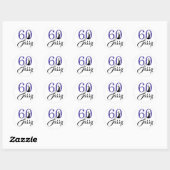 Sticker Rond Royal Blue 60 et Sassy | Typographie 60e anniversa (Feuille)