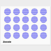 Sticker Rond Royal blue and white diamond pattern (Feuille)