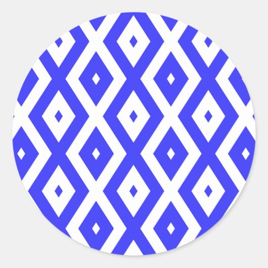 Sticker Rond Royal blue and white diamond pattern (Devant)