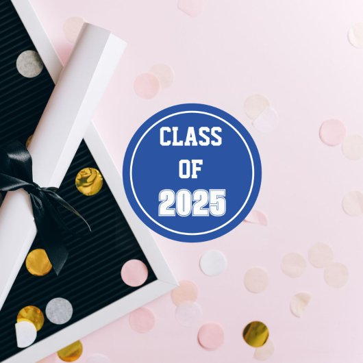 Sticker Rond Royal Blue and White School Colonnes Année