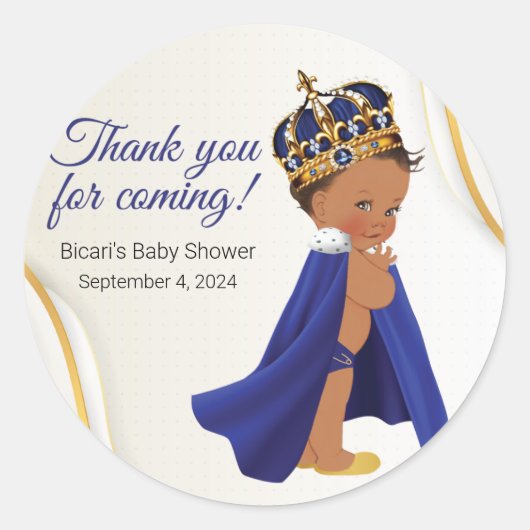 Sticker Rond Royal Blue bébé prince peau moyenne Cupcake Topper (Devant)
