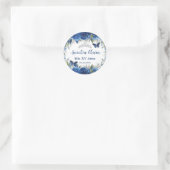 Sticker Rond Royal Blue Floral Papillons Rose Couronne d'argent (Sac)