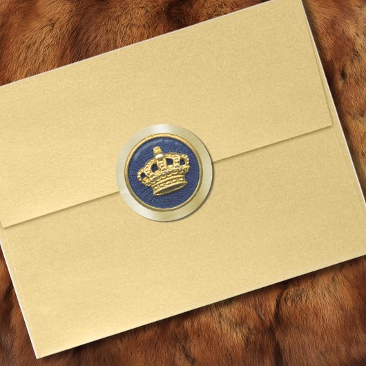 Sticker Rond Royal Blue Gold Crown