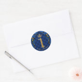 Sticker Rond Royal Blue & Gold Crown 1 1ère fête d'anniversaire (Enveloppe)