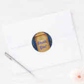 Sticker Rond Royal Blue & Gold Drapes Scroll Wedding Favor (Enveloppe)