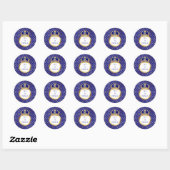 Sticker Rond Royal Blue & Gold Little Prince Crown (Feuille)