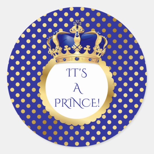 Sticker Rond Royal Blue & Gold Little Prince Crown (Devant)