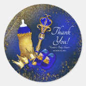 Sticker Rond Royal Blue Gold Prince Baby shower (Devant)