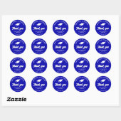 Sticker Rond Royal Blue Graduating Class Thank You Grad Cap (Feuille)