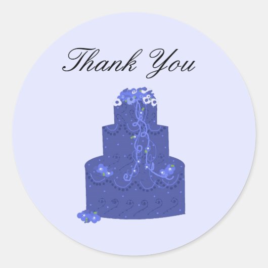 Sticker Rond Royal Blue Mariage CakeMerci (Devant)