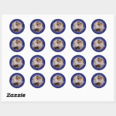 Sticker Rond Royal Blue Modern Merci Mariage Photo Favoriser (Feuille)
