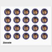 Sticker Rond Royal Blue Modern Merci Photo Mariage Faveur (Feuille)