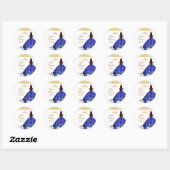 Sticker Rond Royal Blue Quinceañera Votre message ici (Feuille)