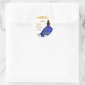 Sticker Rond Royal Blue Quinceañera Votre message ici (Sac)