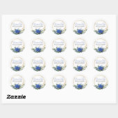 Sticker Rond Royal Blue Rose Élégante calligraphie Quinceanera (Feuille)