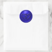 Sticker Rond Royal Blue Two Hearts Intertwined Wedding (Sac)