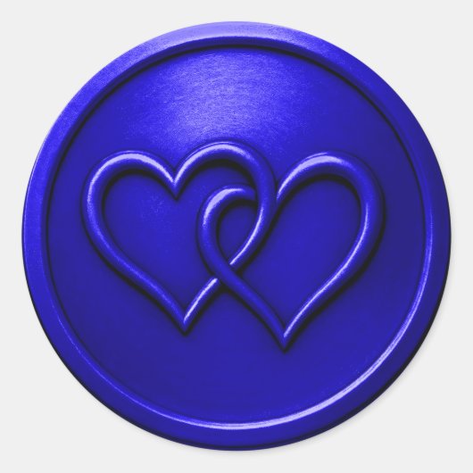 Sticker Rond Royal Blue Two Hearts Intertwined Wedding (Devant)