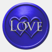 Sticker Rond Royal Blue Two Hearts Intertwined Wedding (Devant)