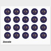 Sticker Rond Royal Crown Blue et Gold Lions Mariage Custom (Feuille)