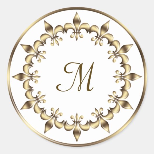Sticker Rond Royal Fleur De Lis Monogramme (Devant)
