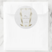 Sticker Rond Royal Gold White Art Déco Mariage Monogramme (Sac)