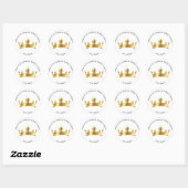 Sticker Rond Royal Golden Crown fête d'anniversaire (Feuille)