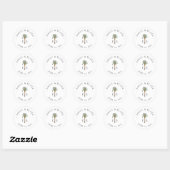 Sticker Rond Royal Palm Logo Elegant Tropical Monogram Wedding (Feuille)