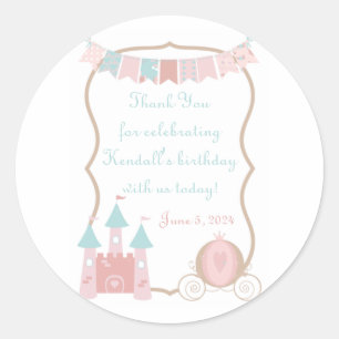 Sticker Rond Royal Princess Anniversaire Fête Favoriser Merci