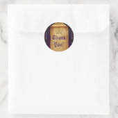 Sticker Rond Royal Purple & Gold Drapes Scroll Mariage Faveur (Sac)
