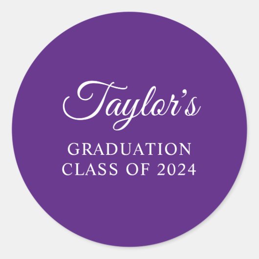 Sticker Rond Royal Purple Stylish Script Graduation (Devant)