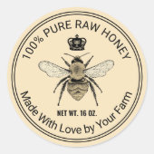 Sticker Rond Royal Queen Bee Apiary Beehive Honey Jar (Devant)