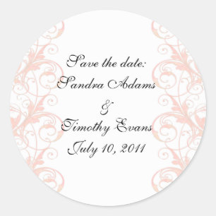 Sticker Rond Royal Romance Peachy Phoques/Stickers Rose et Blan