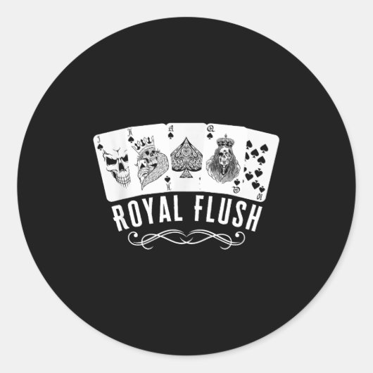 Sticker Rond Royal Spade Flush Skeleton King Queen Spades Ker G (Devant)