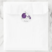 Sticker Rond royal violet et fleurs blanches argent (Sac)
