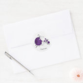 Sticker Rond royal violet et fleurs blanches argent (Enveloppe)