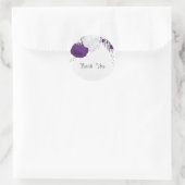 Sticker Rond royal violet & fleurs blanches argent classique ro (Sac)