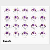 Sticker Rond Royal violet violet or Floral Mariage botanique (Feuille)