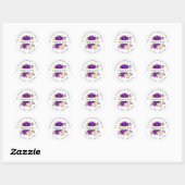 Sticker Rond Royal violet violet or Merci botanique (Feuille)