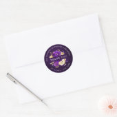 Sticker Rond Royal violet violet or Merci botanique Clas (Enveloppe)