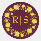 Sticker Rond Royale Deep Burgundy and Gold Wedding (Devant)