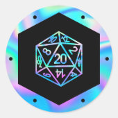 Sticker Rond RPG Dice | Holo Old School Tabletop PnP Roleplayer (Devant)