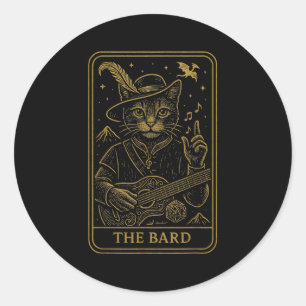 Sticker Rond Rpg Gamer Le Bard D20 Dice Nerdy Geek Chat Hommes 